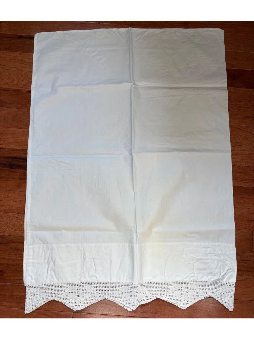 White Pillowcases Crochet Lace Edges Set Embroidered Details Vintage